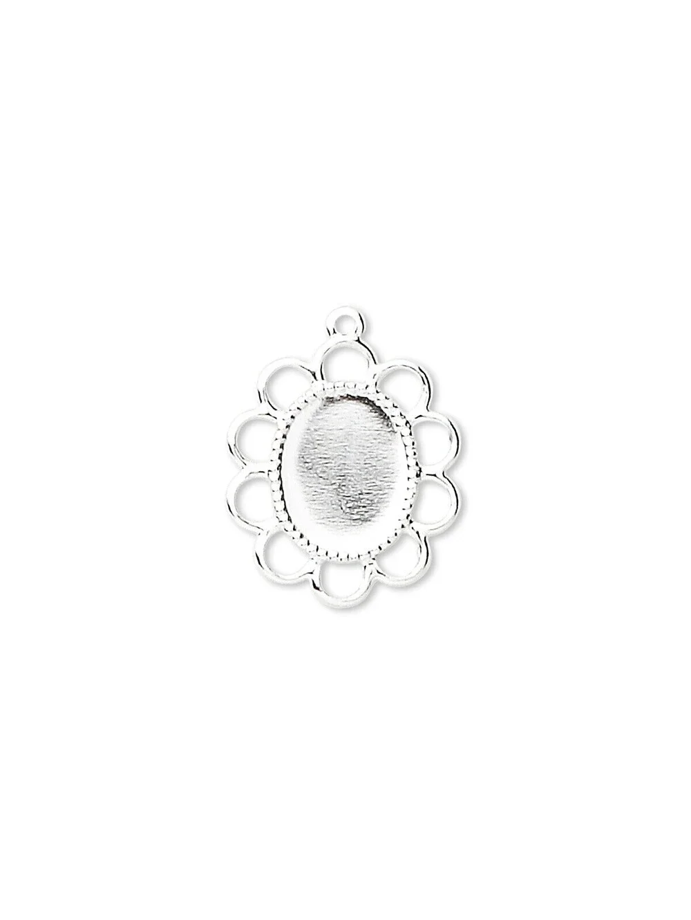 10 Silver 10x8mm Oval Cabochon Pendant Earring Settings